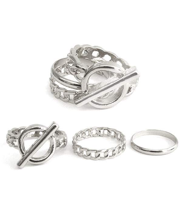 Silver Chain Knuckle Ring Set