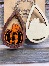 Load image into Gallery viewer, Fall Earrings - Buffalo Plaid Pumpkins
