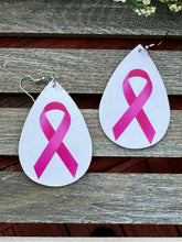 Load image into Gallery viewer, Breast Cancer Awareness Pink Ribbon Earrings
