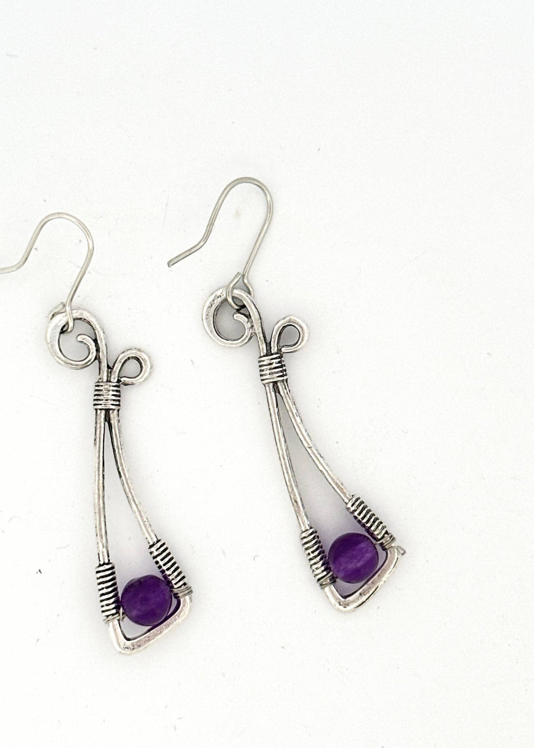 Boho Silver & Purple Amethyst Earrings