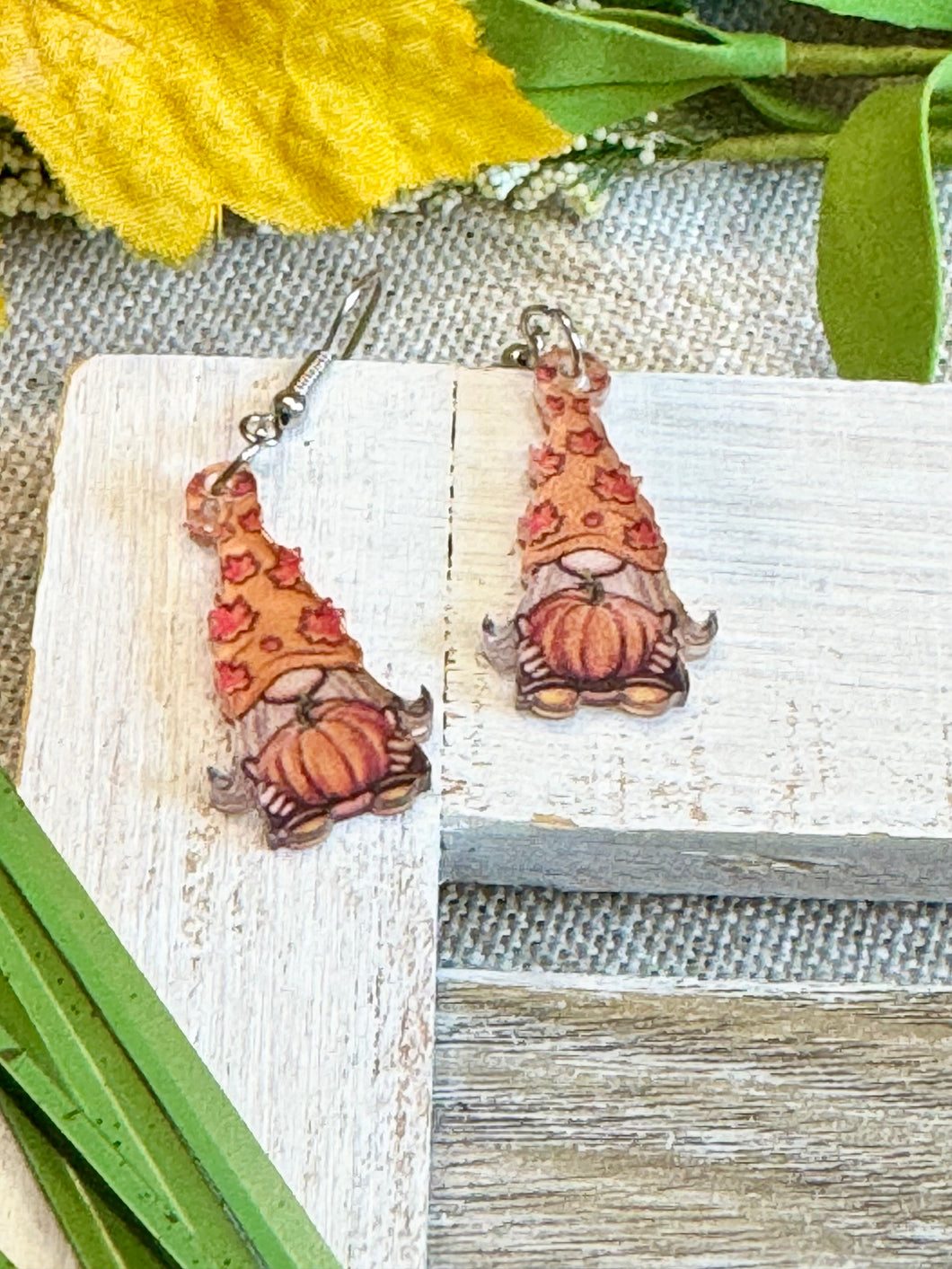 Pumpkin Gnome Acrylic Earrings