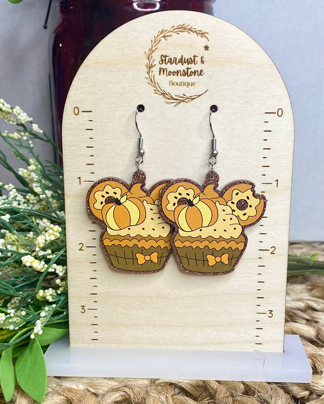 Fall Earrings - Mouse Ears Pumpkin Cupcake