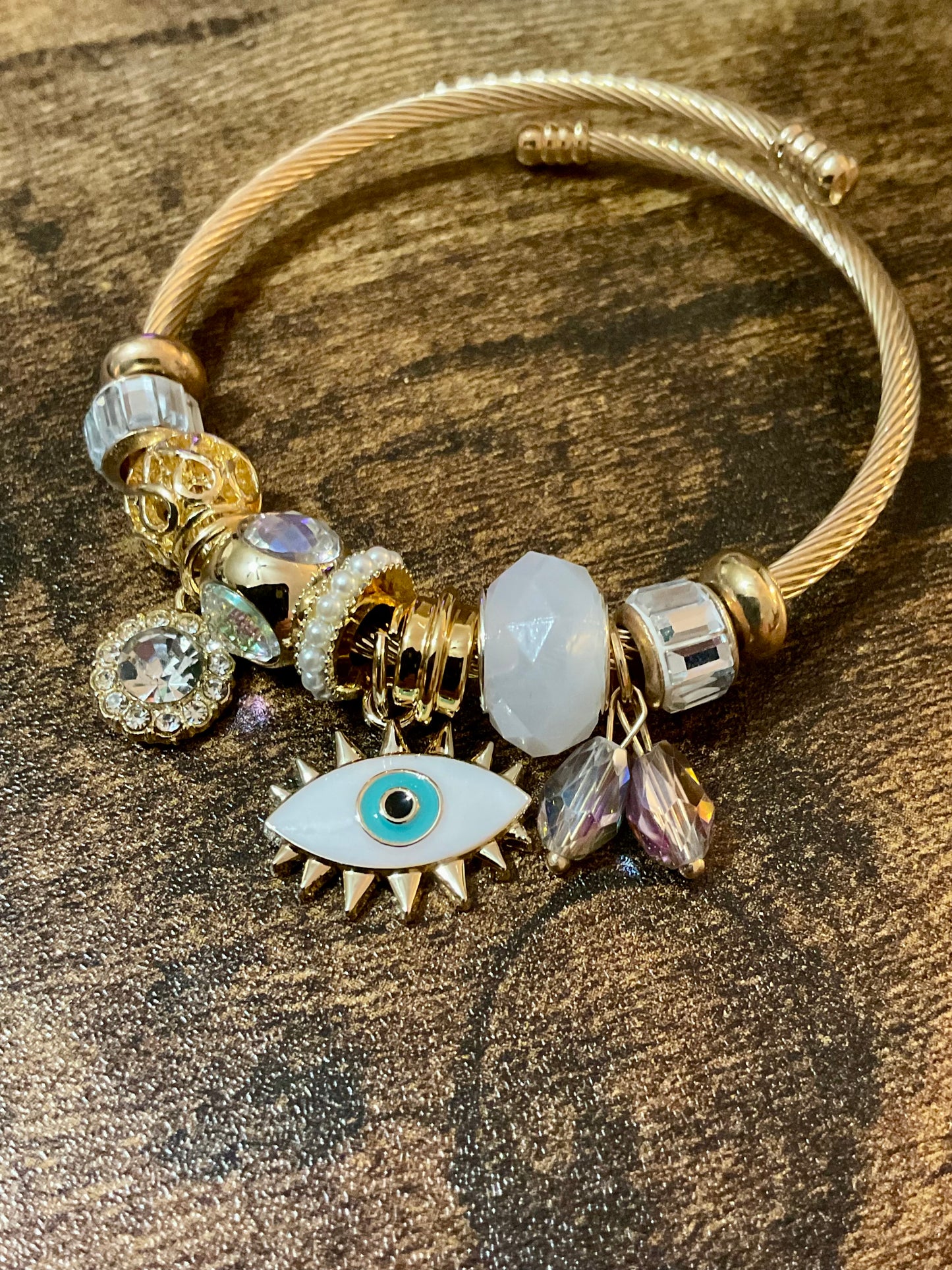 Evil Eye Gold Charm Bracelet