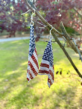 Load image into Gallery viewer, Flag Chain Mesh Earrings Red White Blue Patriotic
