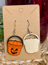 Load image into Gallery viewer, Fall Earrings - Pumpkin Spooky Meal Bucket
