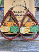 Load image into Gallery viewer, Fall Earrings - Wooden Pumpkin Patch
