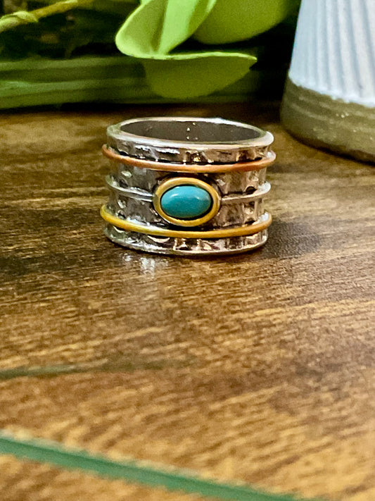 Turquoise Center Wide Statement Ring