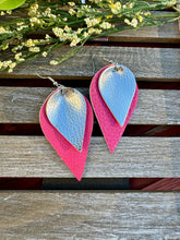 Load image into Gallery viewer, Double Petal Faux Leather Valentine Earrings

