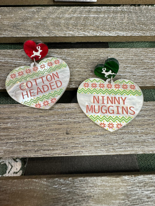 Elf Cotton Headed Ninny Muggins Stud Earrings