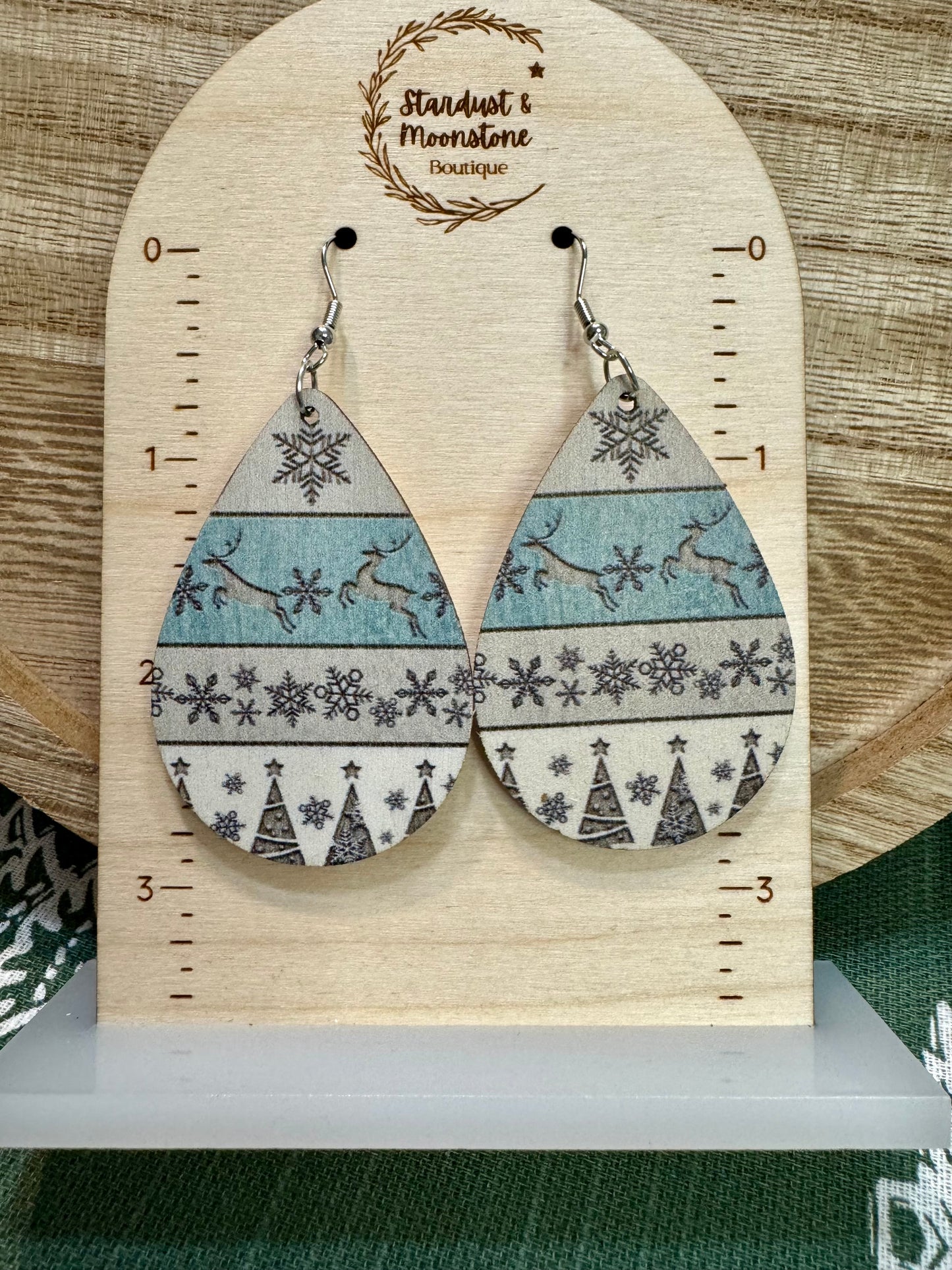 Winter Themed Earrings in Country Blue