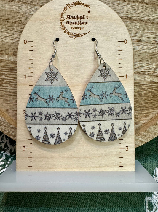 Winter Themed Earrings in Country Blue