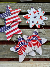 Load image into Gallery viewer, Star Patriotic Earrings Fourth of July Flags
