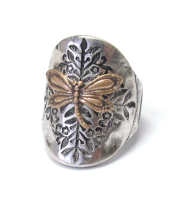 Two tone Dragonfly Ring