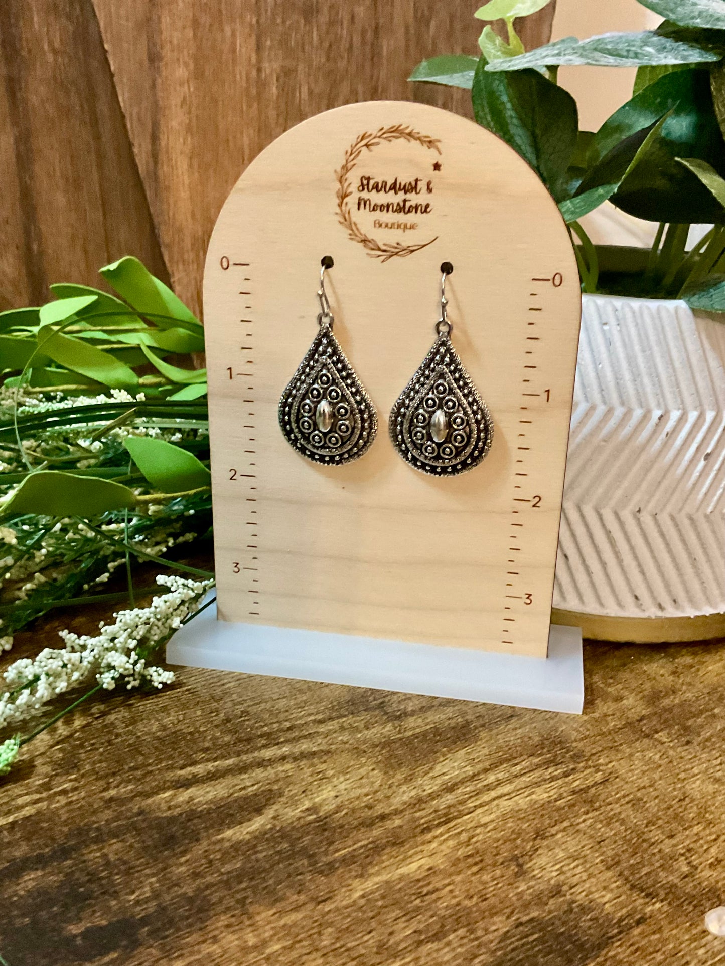 Silver Filigree Teardrop Earrings
