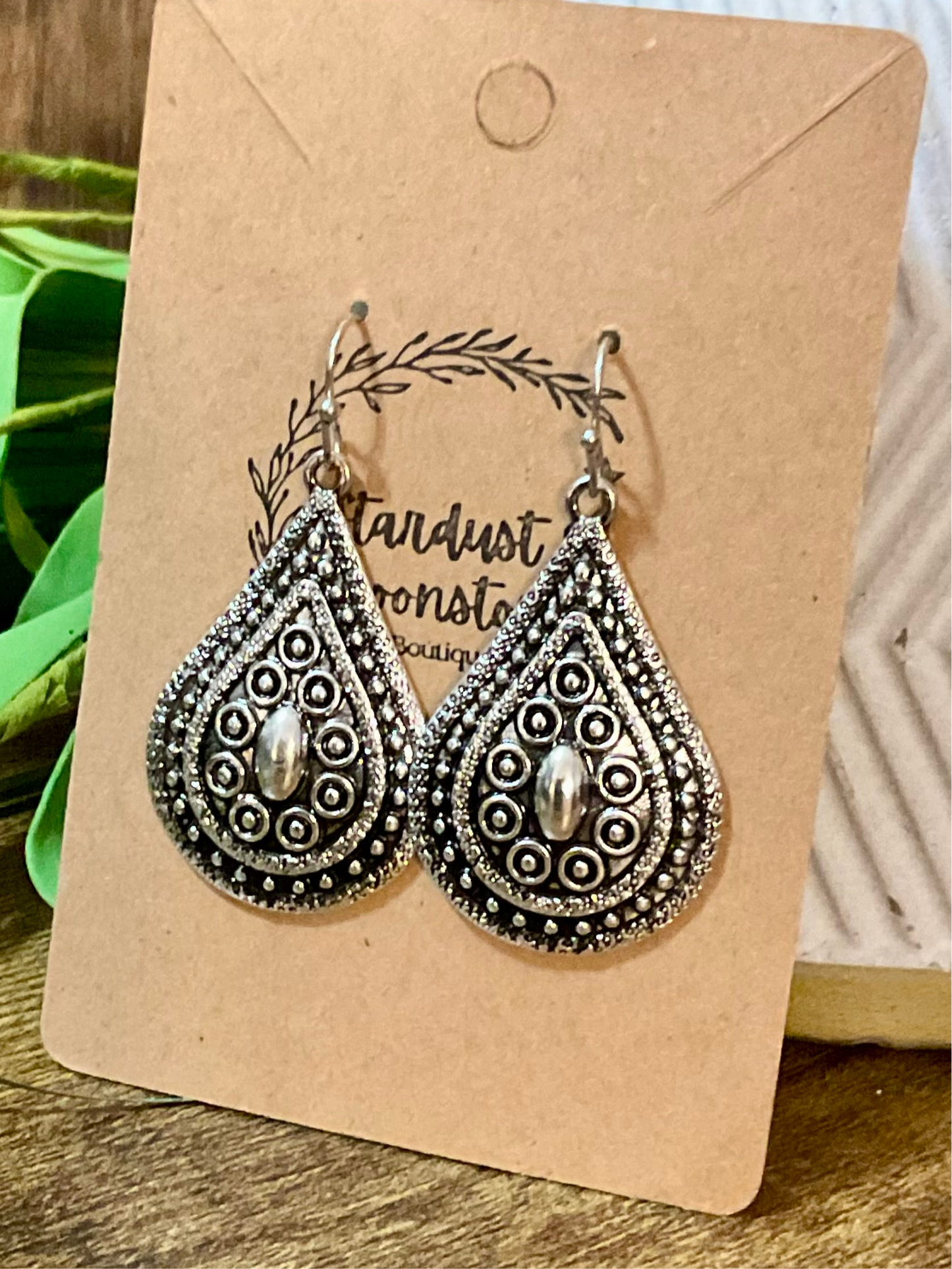 Silver Filigree Teardrop Earrings