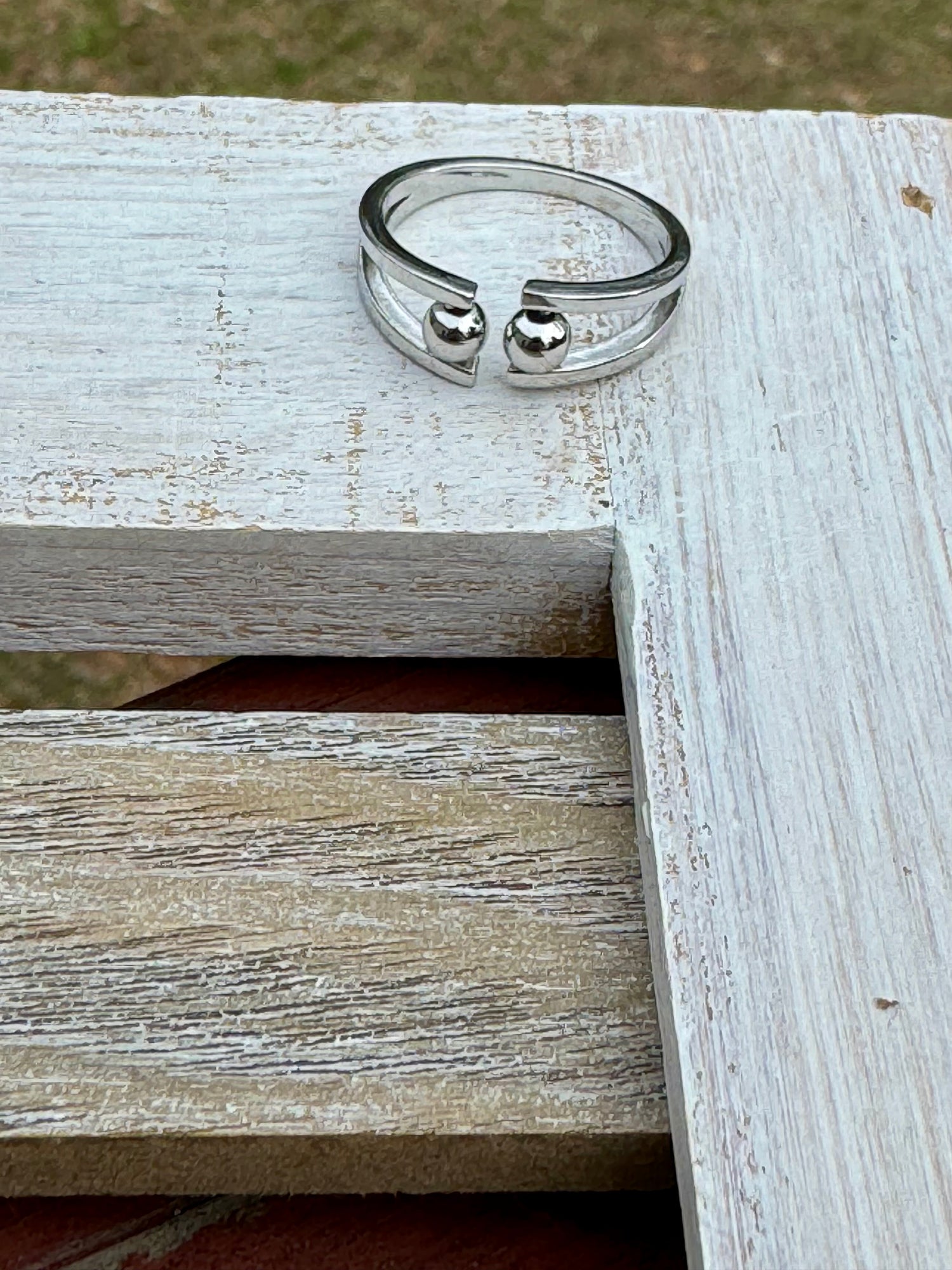 Open Top Fidget Spinner Ring in Sterling Silver - Stardust & Moonstone