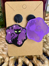 Load image into Gallery viewer, Fall Earrings - Black Cat Starry Night
