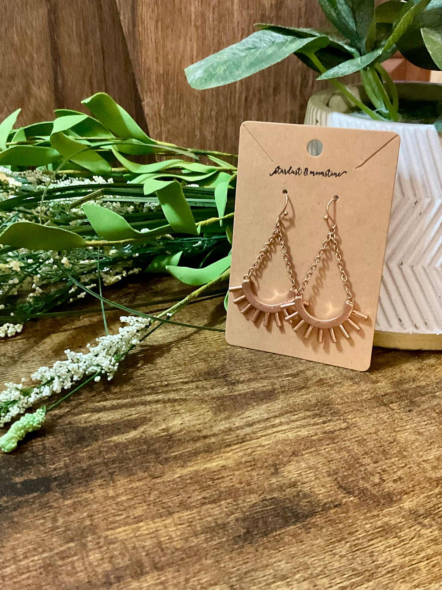Rose Gold Metal Chain Drop Earrings