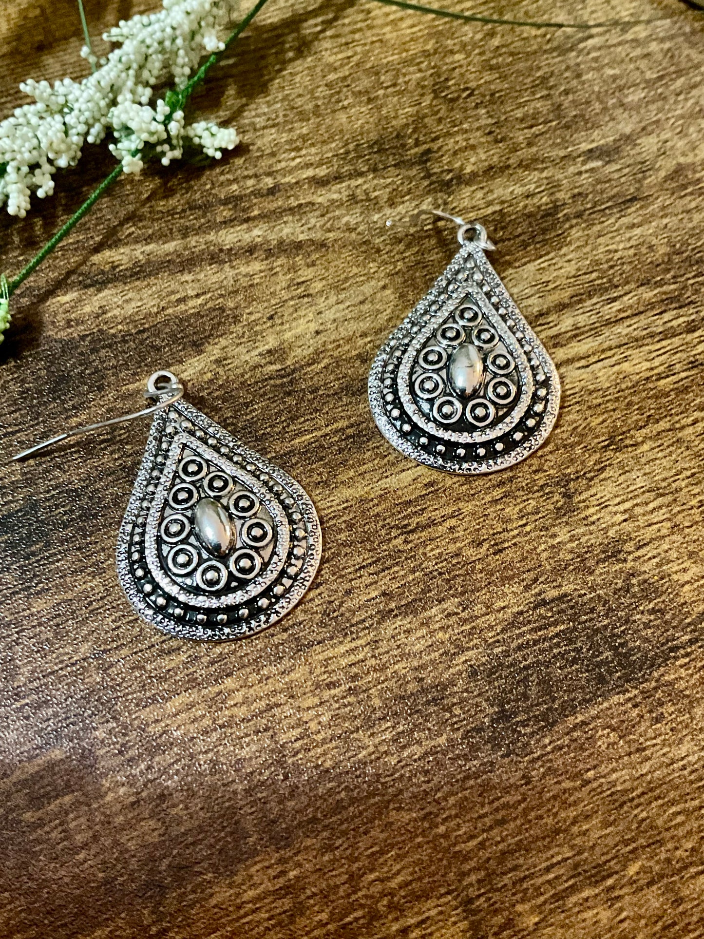 Silver Filigree Teardrop Earrings