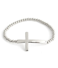 Load image into Gallery viewer, Faceted bead stretch Bracelets with cross

