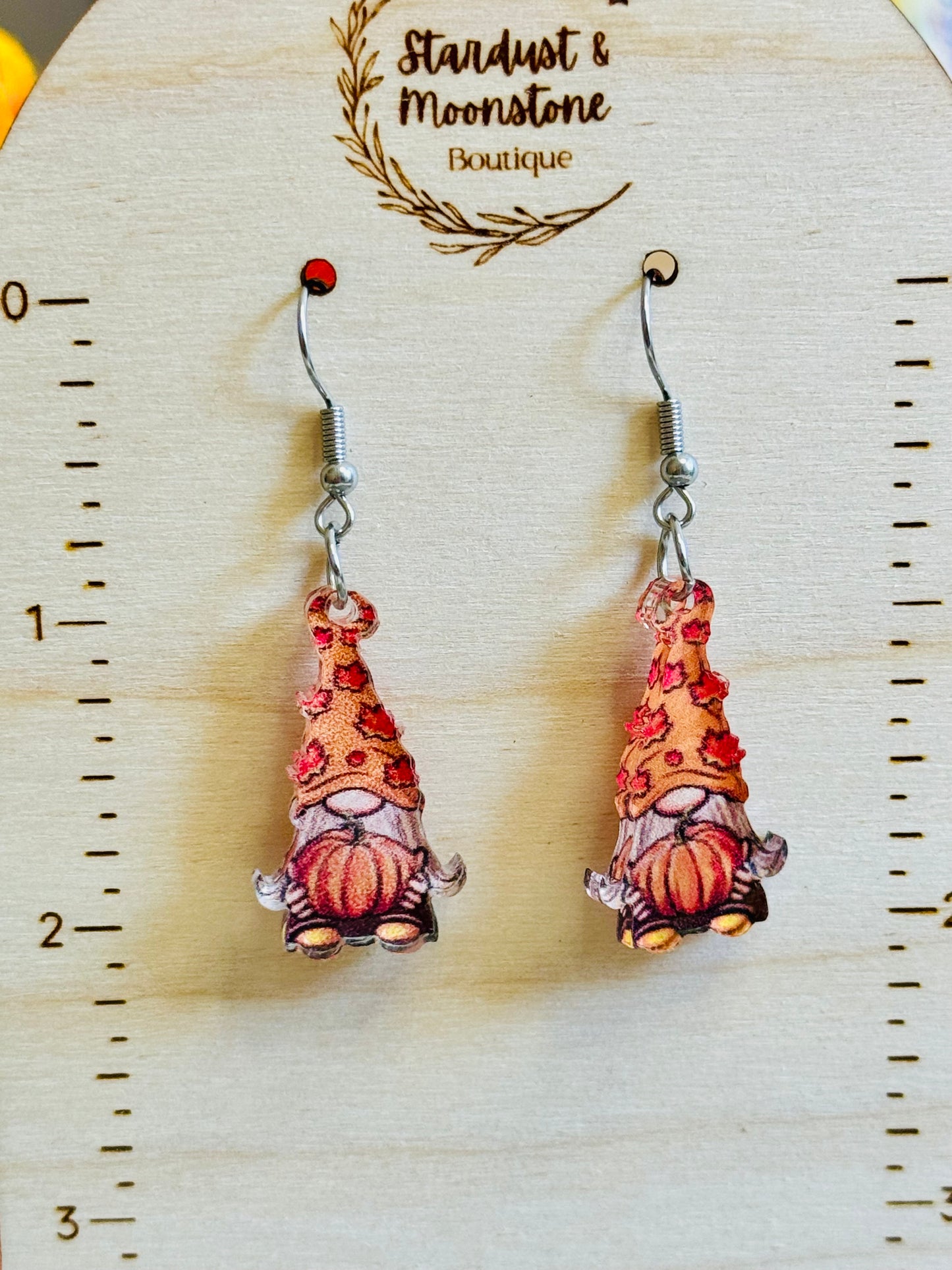 Pumpkin Gnome Acrylic Earrings