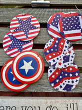 Load image into Gallery viewer, Circle Patriotic Earrings Fourth of July Flags
