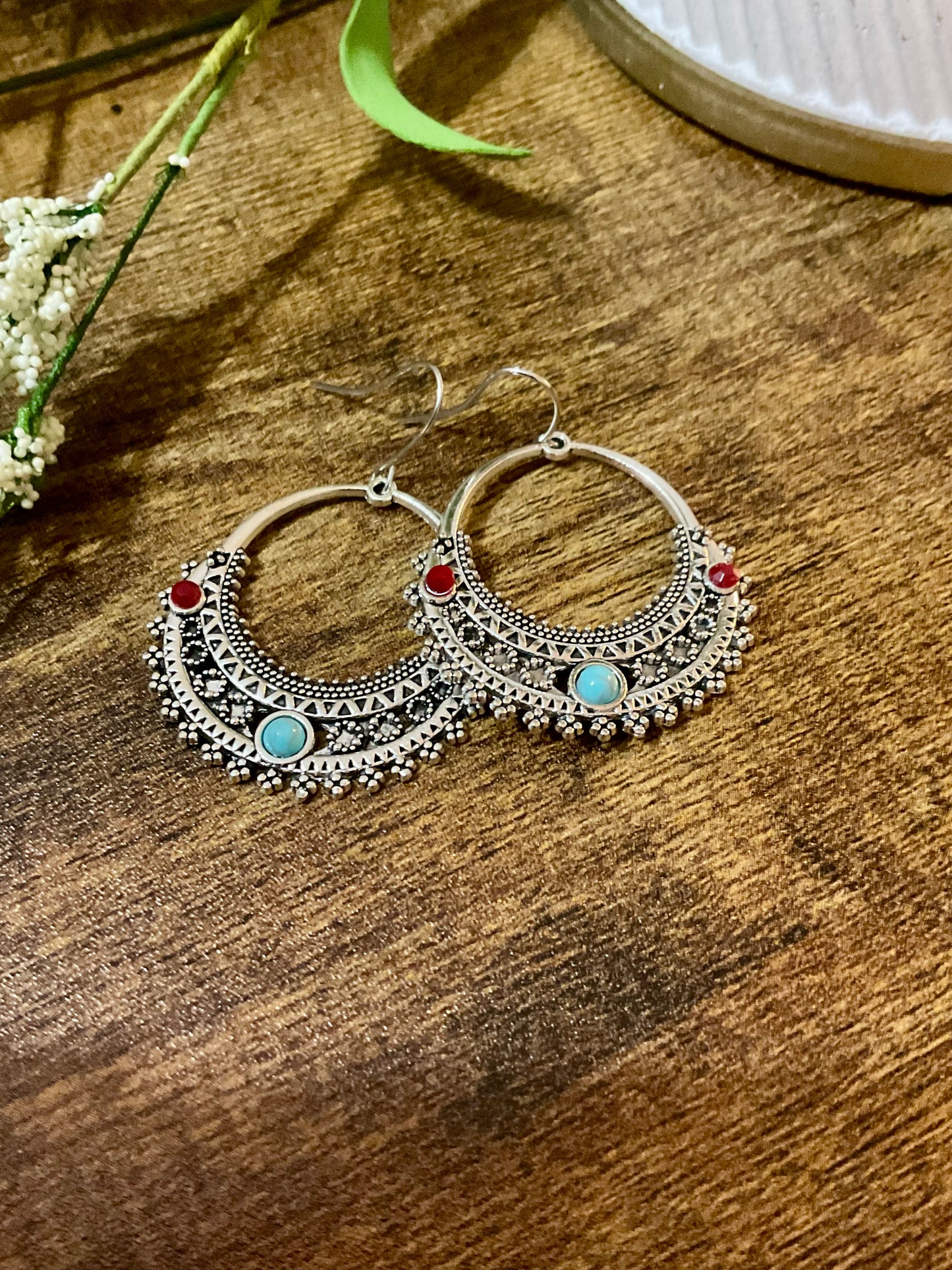 Vintage Filigree Round Silver Earrings