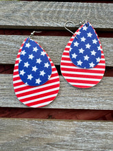 Load image into Gallery viewer, Teardrop Patriotic Earrings Fourth of July Flags
