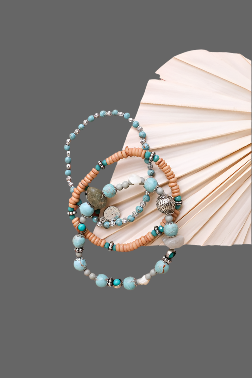 Turquoise Mixed Bead Stackable Bracelet Set