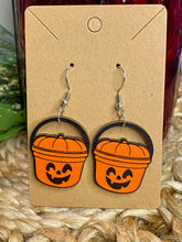 Load image into Gallery viewer, Fall Earrings - Pumpkin Spooky Meal Bucket
