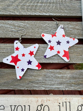 Load image into Gallery viewer, Star Patriotic Earrings Fourth of July Flags
