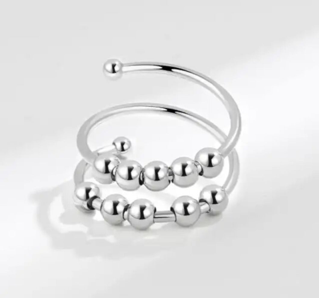 Fidget /Spinner Adjustable Ring in Silver or Gold