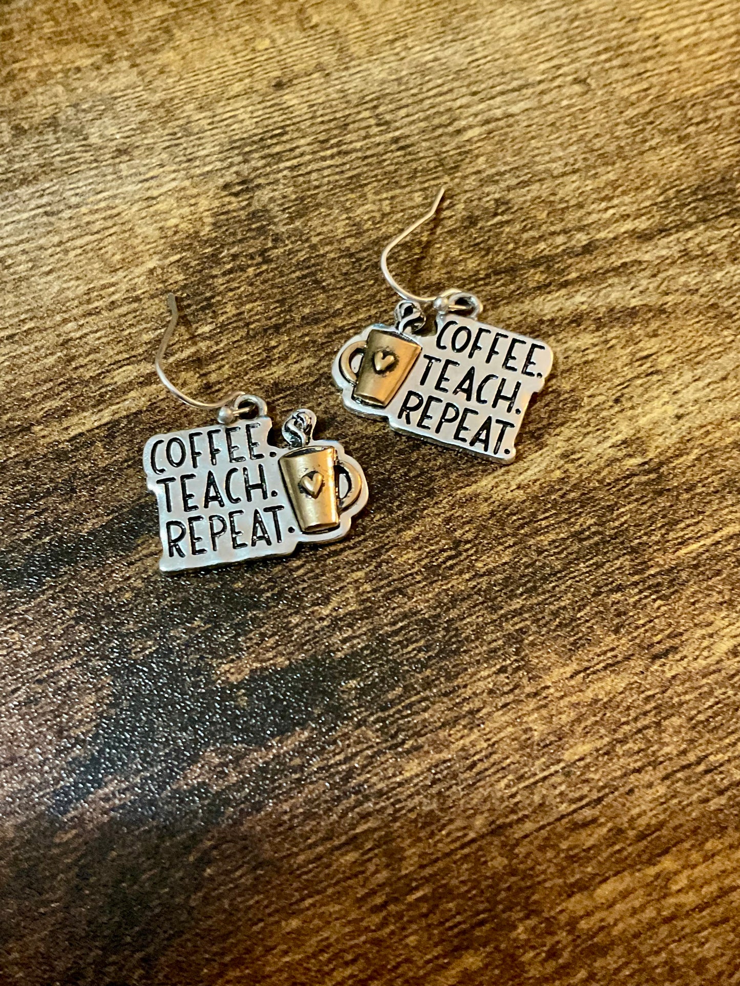 Coffee Teach Repeat Two-tone Earrings