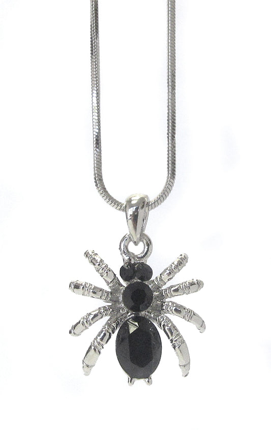 Crystal Spider Necklace with white gold plating **Preorder- Allow 7-10 days before shipping**
