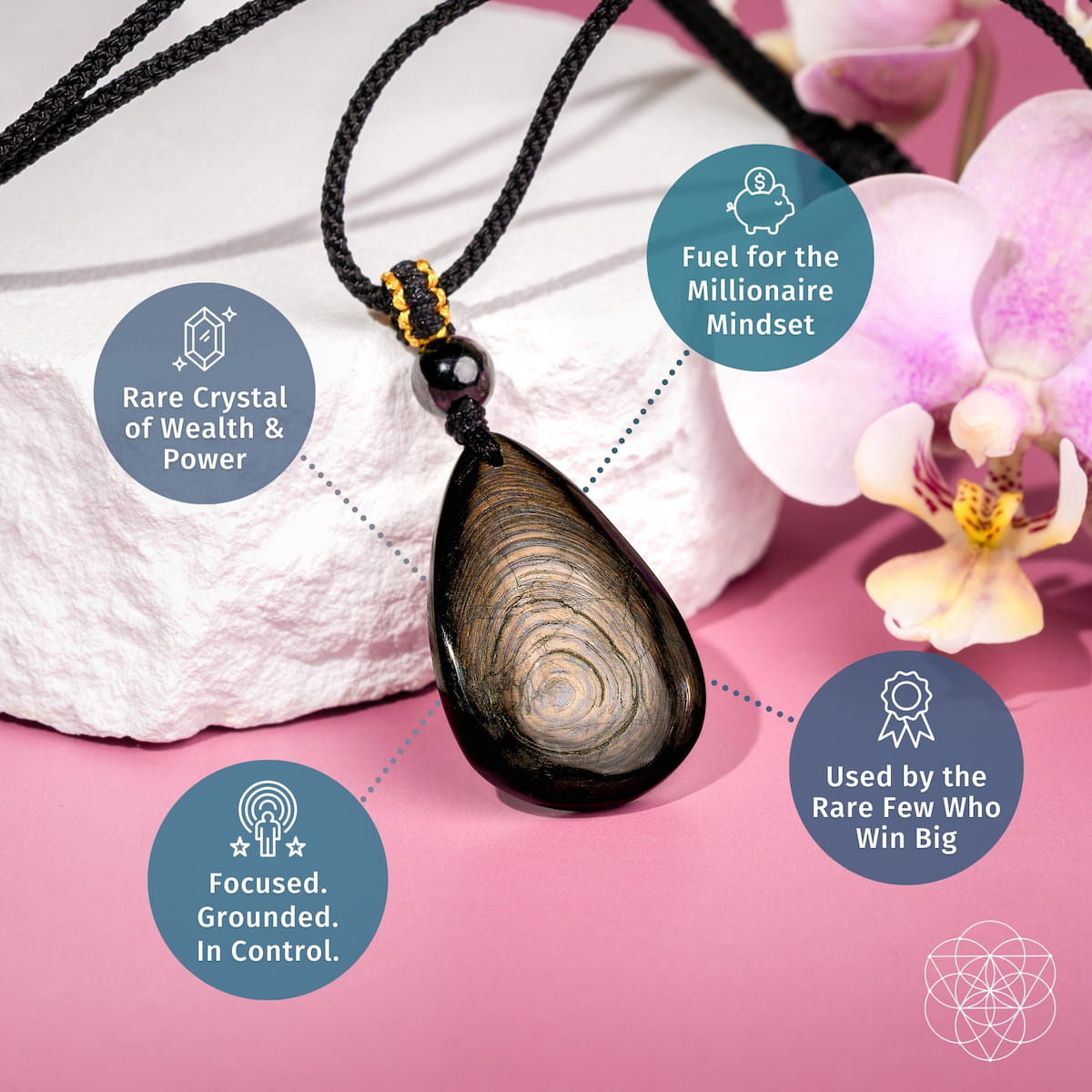 The ﻿Hypersthene Millionaire Manifestation Pendant - Stardust & Moonstone