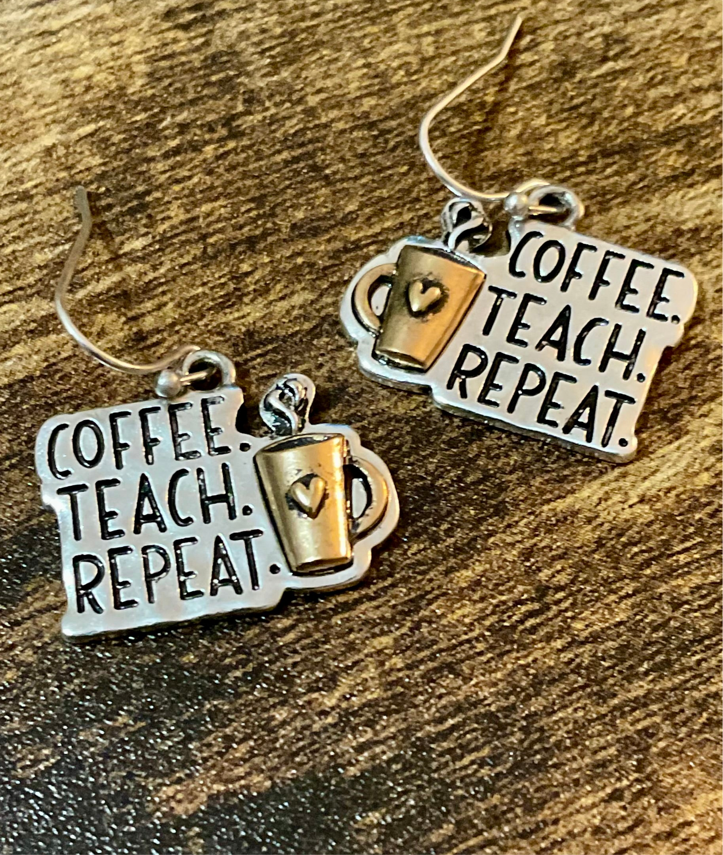 Coffee Teach Repeat Two-tone Earrings