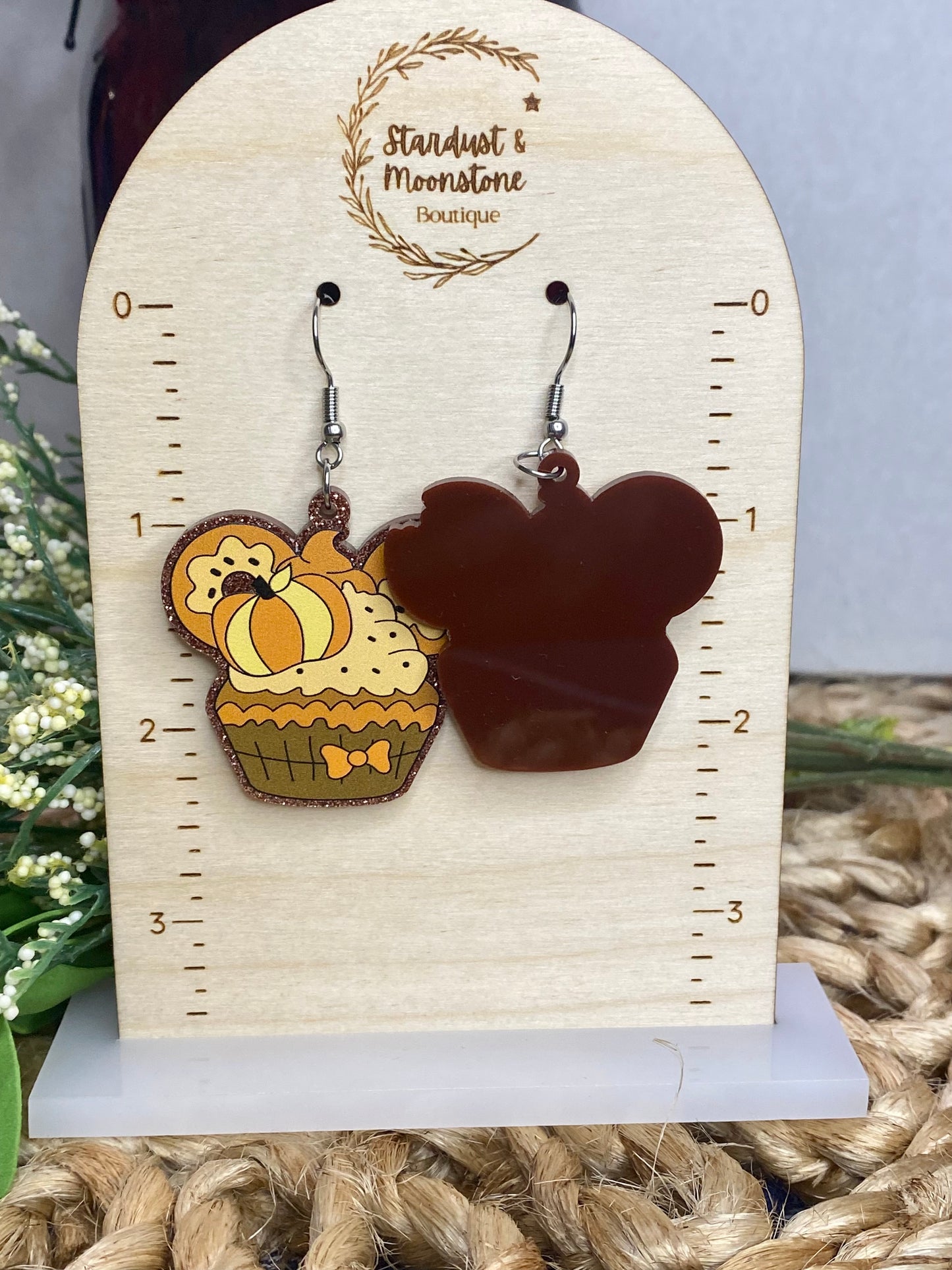 Fall Earrings - Mouse Ears Pumpkin Cupcake