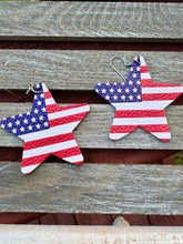 Load image into Gallery viewer, Star Patriotic Earrings Fourth of July Flags
