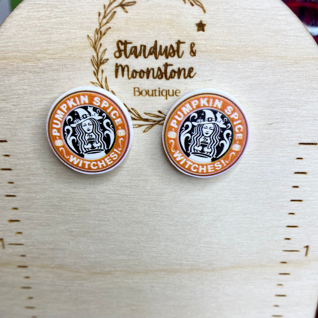 Fall Earrings - Pumpkin Spice Wiches Coffee