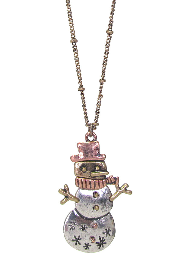 Two-tone Snowman Necklace Set