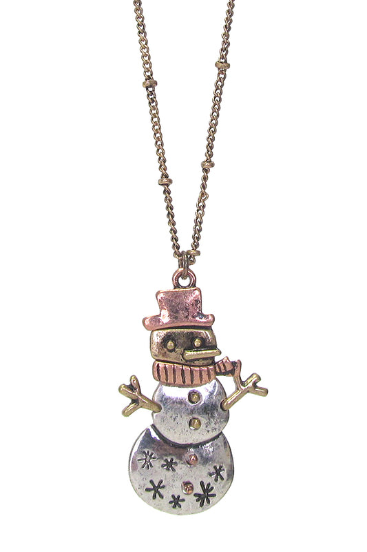 Two-tone Snowman Necklace Set