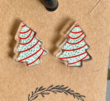 Load image into Gallery viewer, Christmas Tree Cake Stud Earrings
