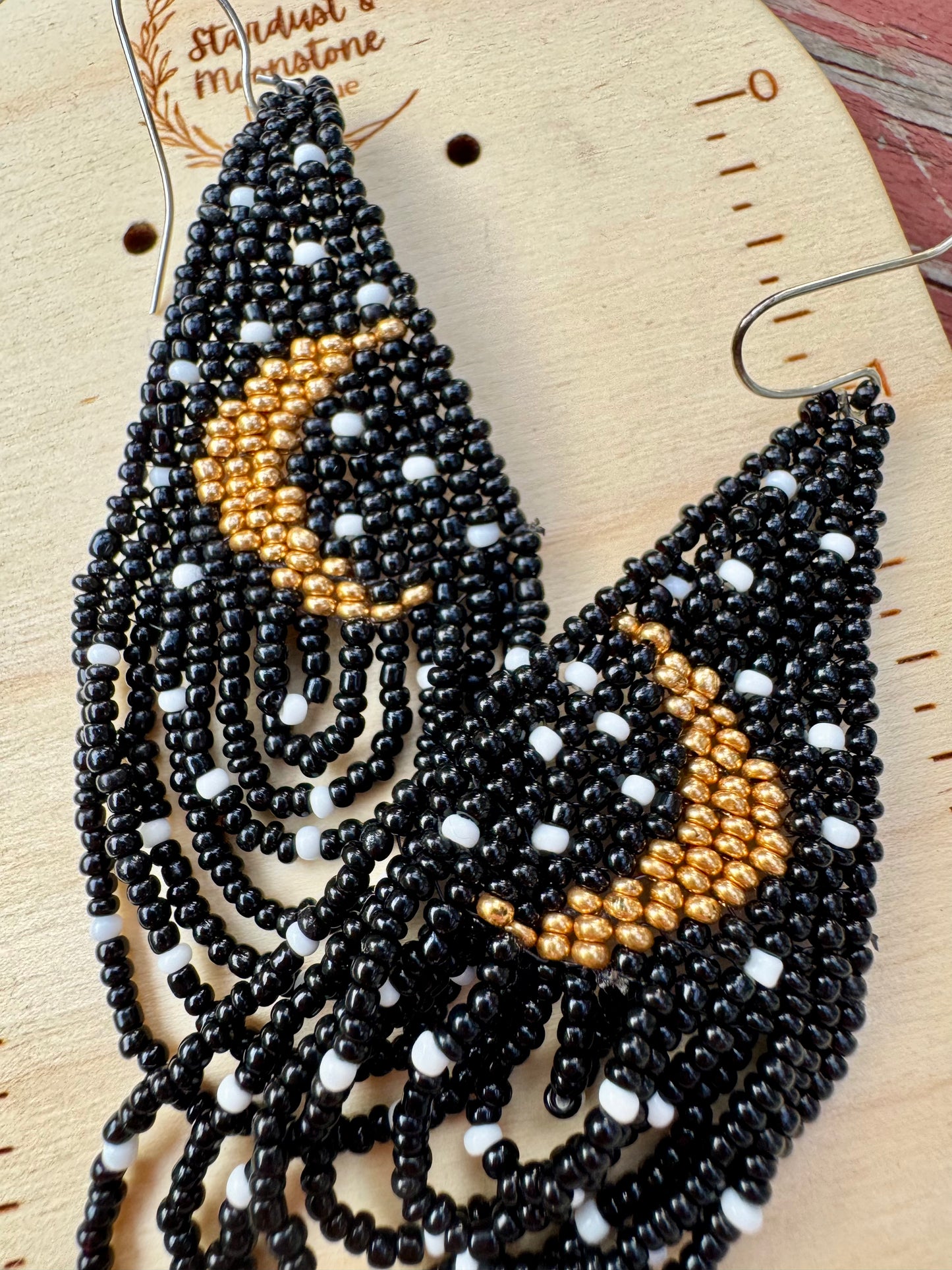 Mystic Nights Beaded Crescent Moon Earrings