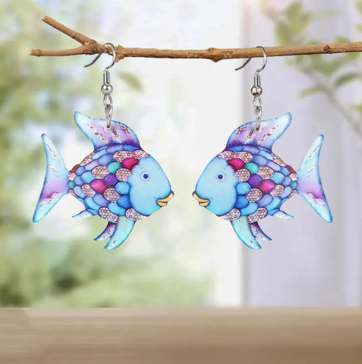 Rainbow Fish Earrings - Stardust & Moonstone
