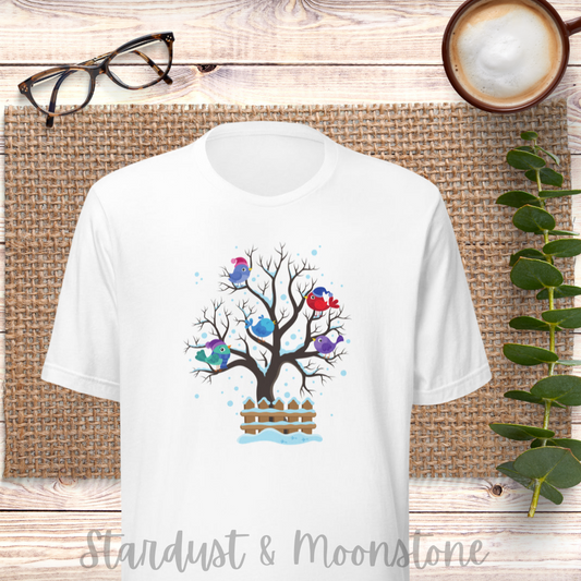 Winter Birds Unisex t-shirt in Various Colors