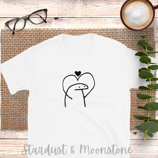 Stick Man Heart Gesture Short-Sleeve Unisex Valentines Love T-Shirt