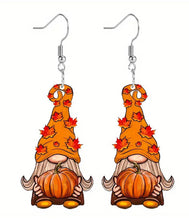 Load image into Gallery viewer, Pumpkin Gnome Acrylic Earrings
