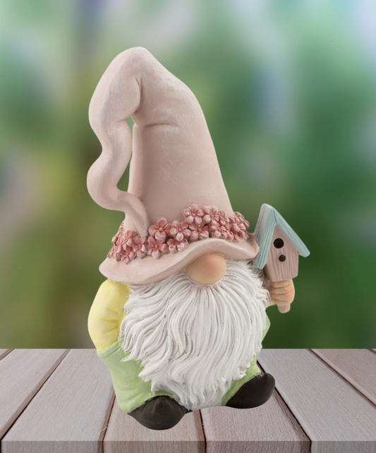 Darra Garden Gnome Pink Hat with Birdhouse