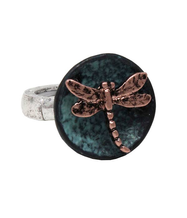 Vintage Metal Dragonfly Ring with Stretch Band