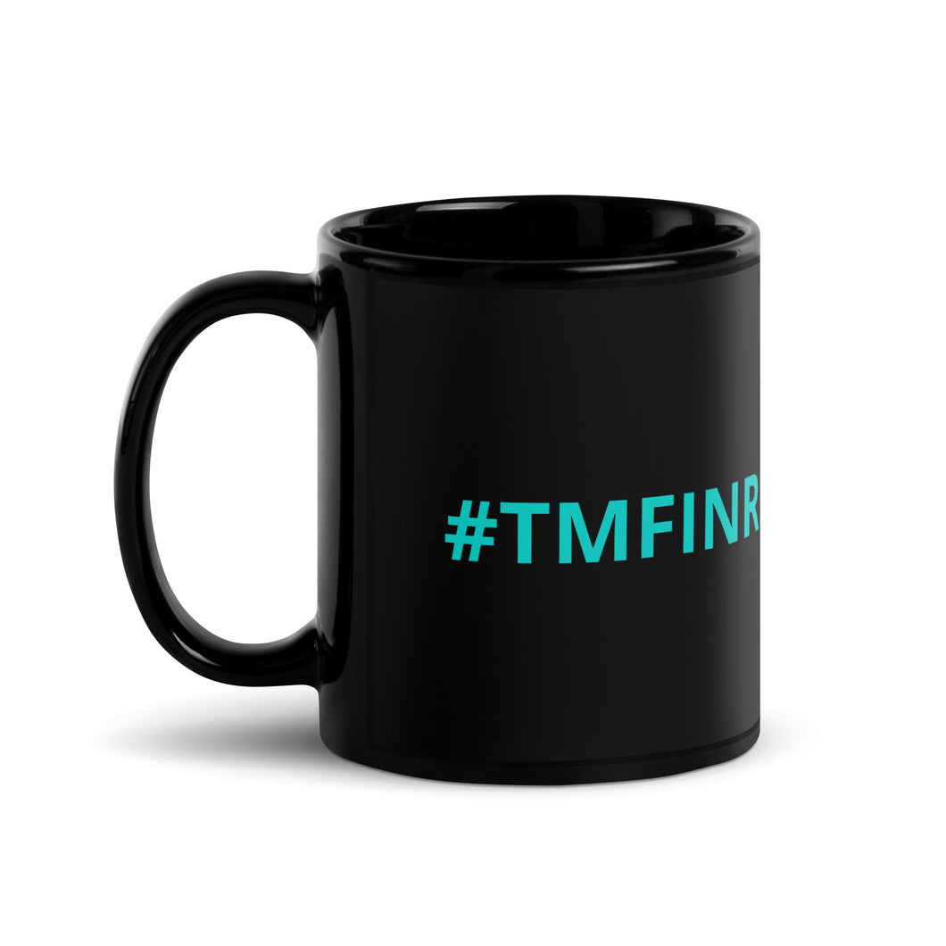 TMFINR Lady on Plane Black Glossy Mug